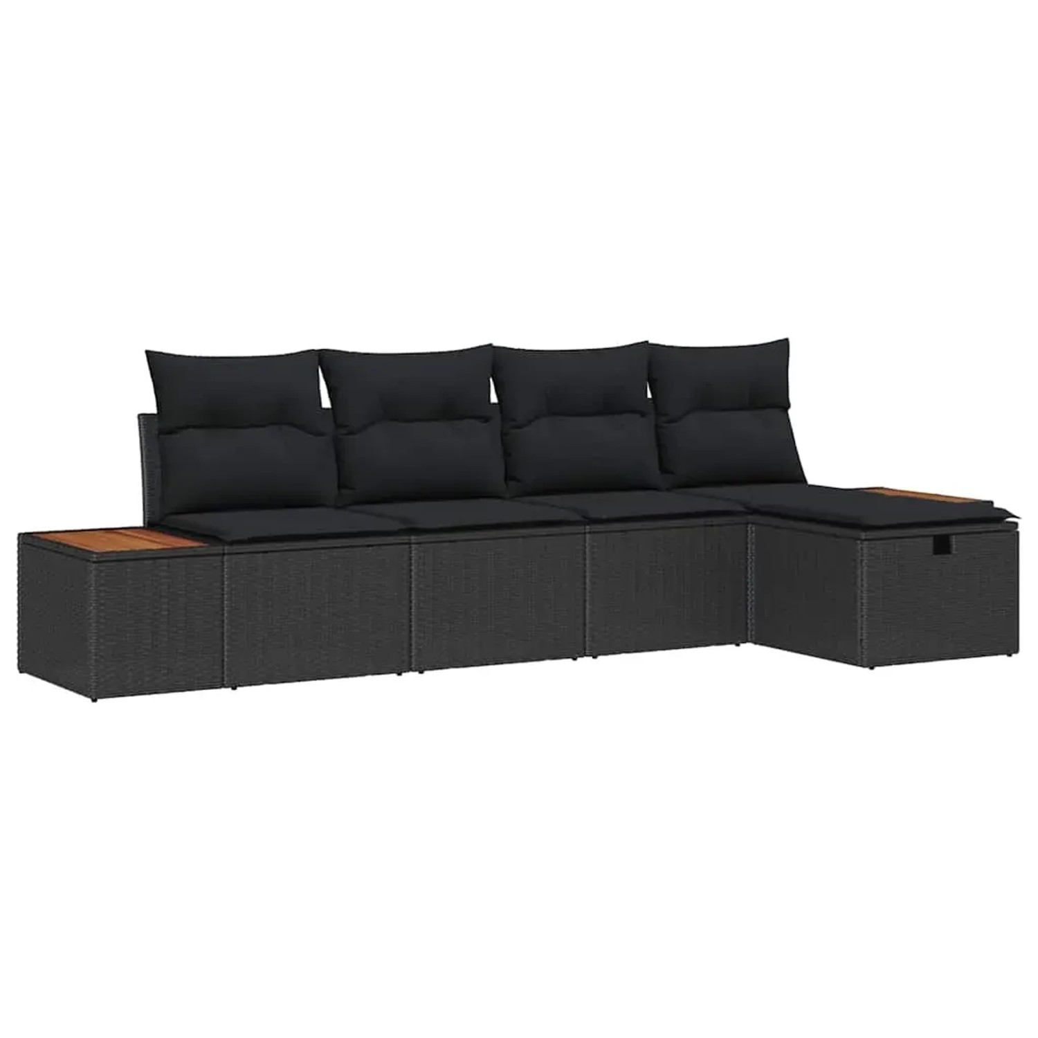 vidaXL Garten-Sofa-Set mit Kissen 5-Tlg Schwarz Poly Rattan 3359620 günstig online kaufen