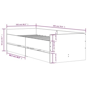 vidaXL Bettgestell mit Schubladen Weiß 100x200 cm 3207336