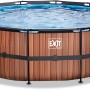 EXIT Wood Pool, braun, Ø450x122cm, mit Filterpumpe. Stahlrahmenpool mit Holzoptik.