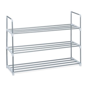 Relaxdays Schuhregal Metall Silber Stecksystem 70 cm x 90 cm x 31 cm 1,2 kg