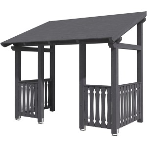 Skan Holz Vordach Paderborn 8, schiefergrau lasiert, 336x202 cm. Haustürvordach aus Holz mit Dach.