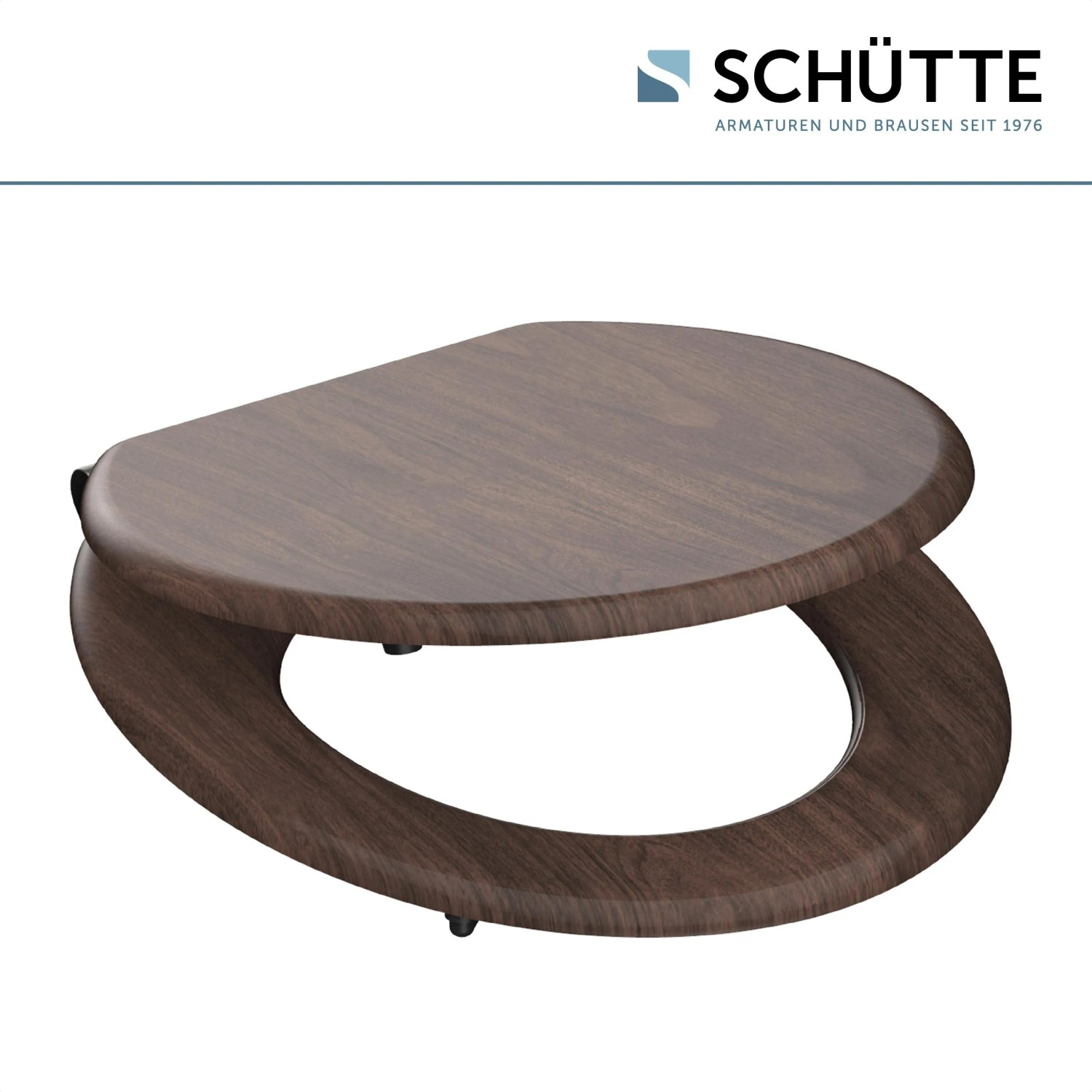 Schütte WC-Sitz Dark Wood mit Holzkern und Absenkautomatik.