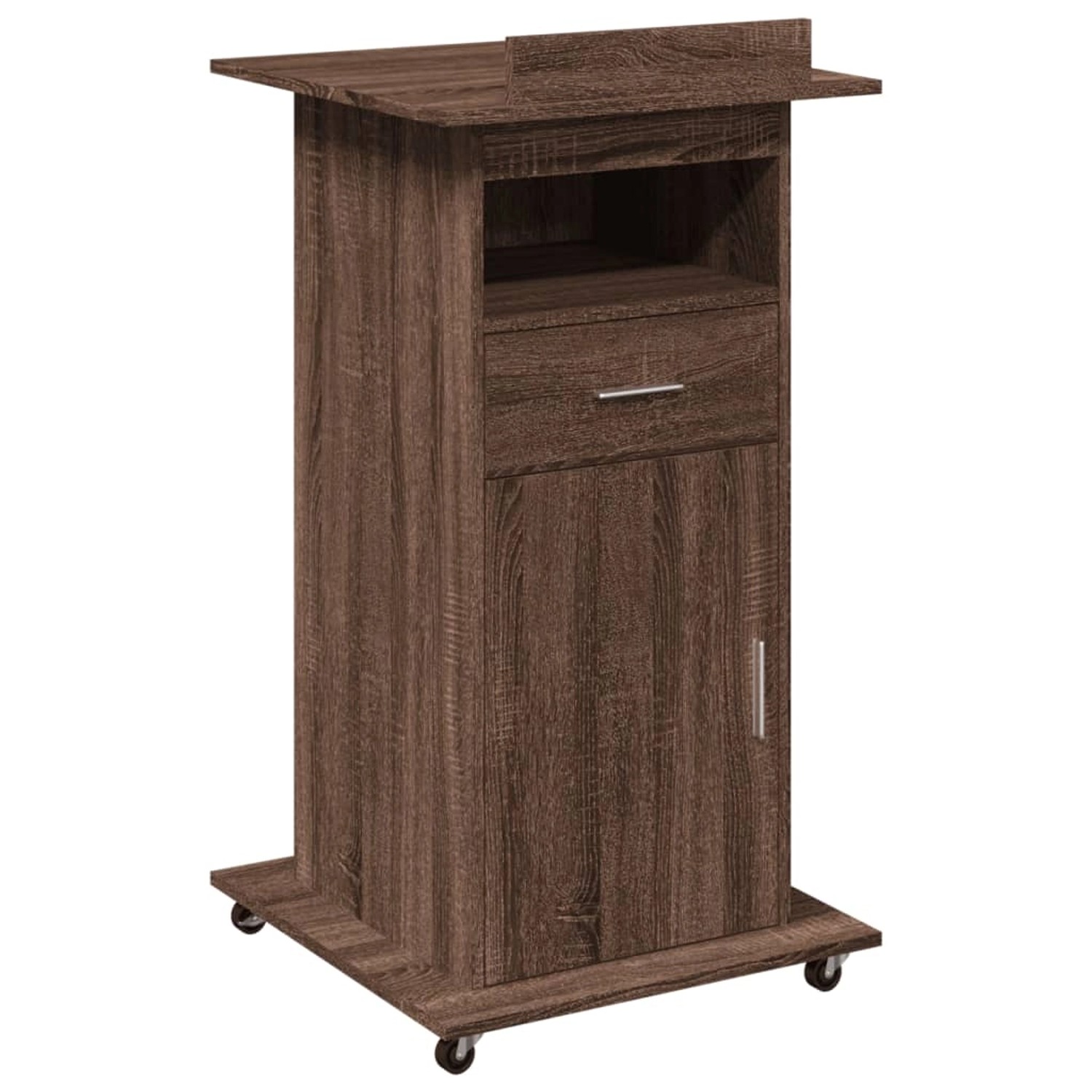vidaXL Rednerpult mit Rollen & Schublade Braun Eiche-Optik 55x55x107cm 848030