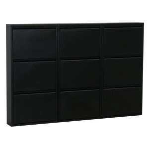 Schwarzer ebuy24 Pisa Schuhschrank mit 9 Klappen aus Metall.