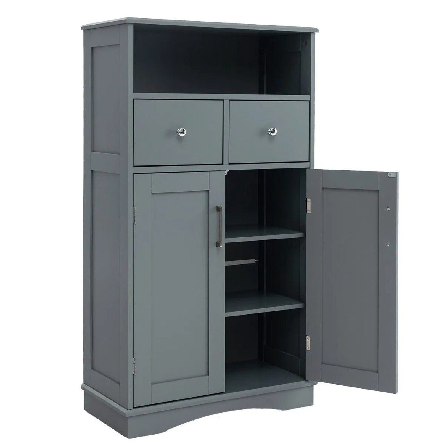 Costway Badezimmerschrank Badschrank mit Verstellbaren Ablagen Grau
