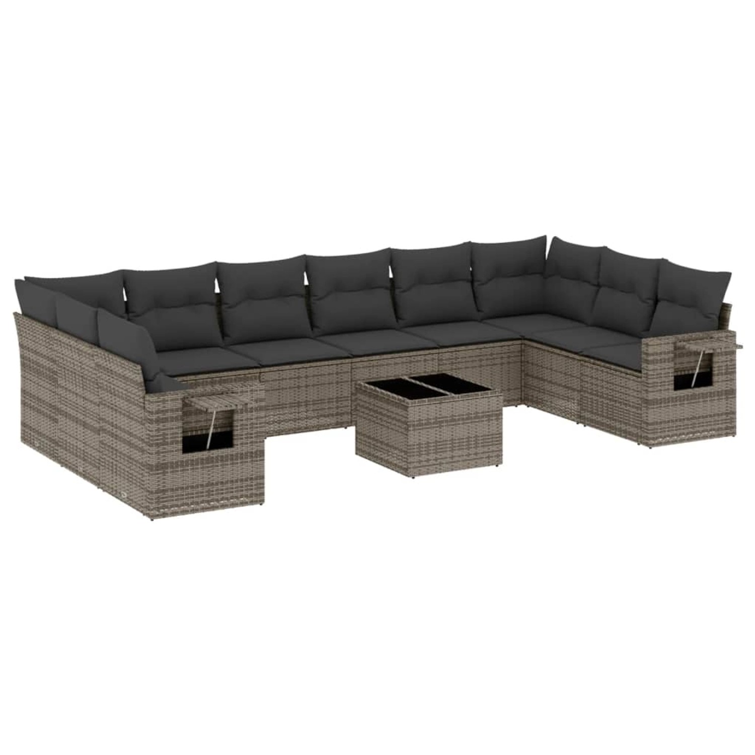 vidaXL 11-Tlg Garten-Sofagarnitur mit Kissen Grau Poly Rattan 3220679 günstig online kaufen