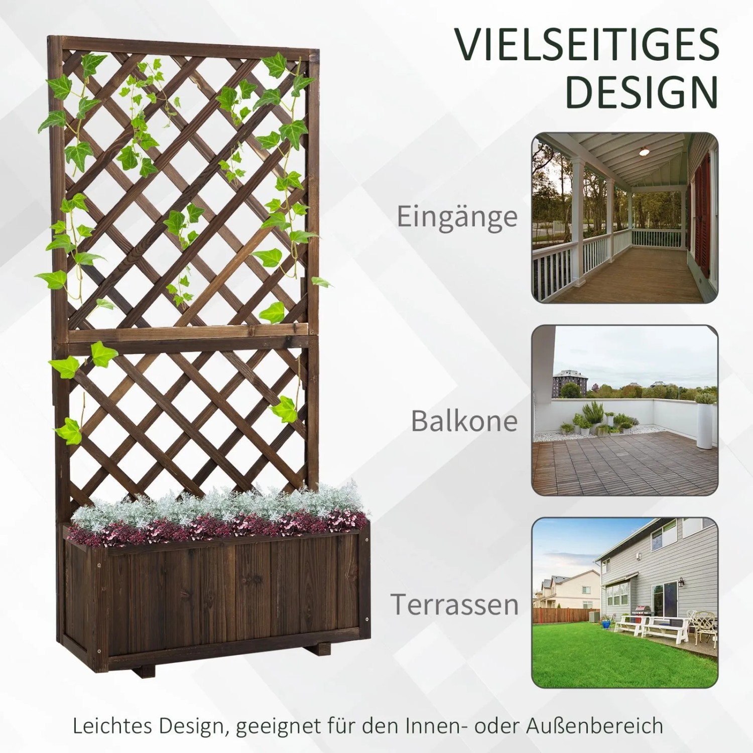 Outsunny Garten-Bett Tannenholz Braun 72,5L x 31,5B x 149,5H cm_6
