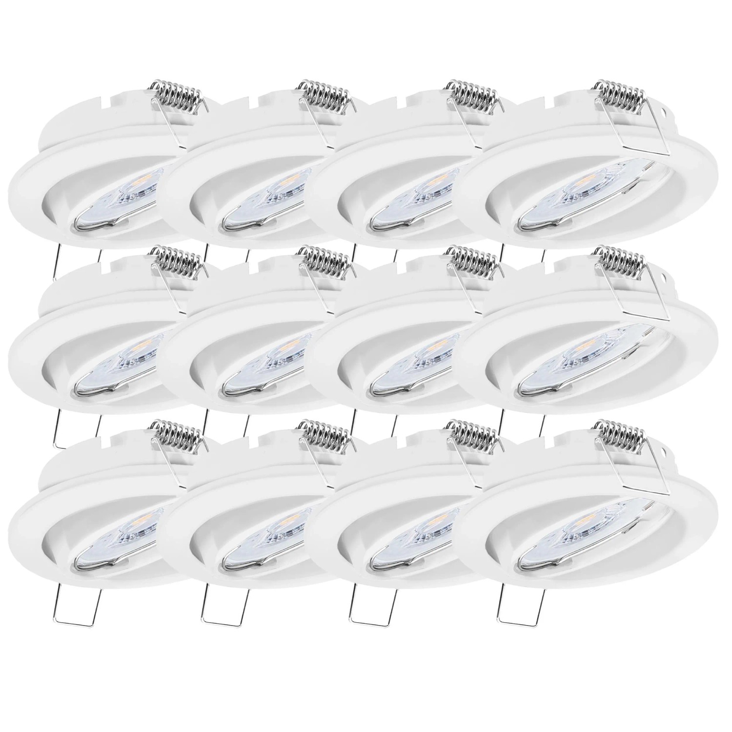 Oktaplex Dijon 12er Set Weiß LED-Einbaustrahler Energieklasse A Schwenkbar Warmweiß 3000K 1,9W 230V 68mm Lochmaß Flach