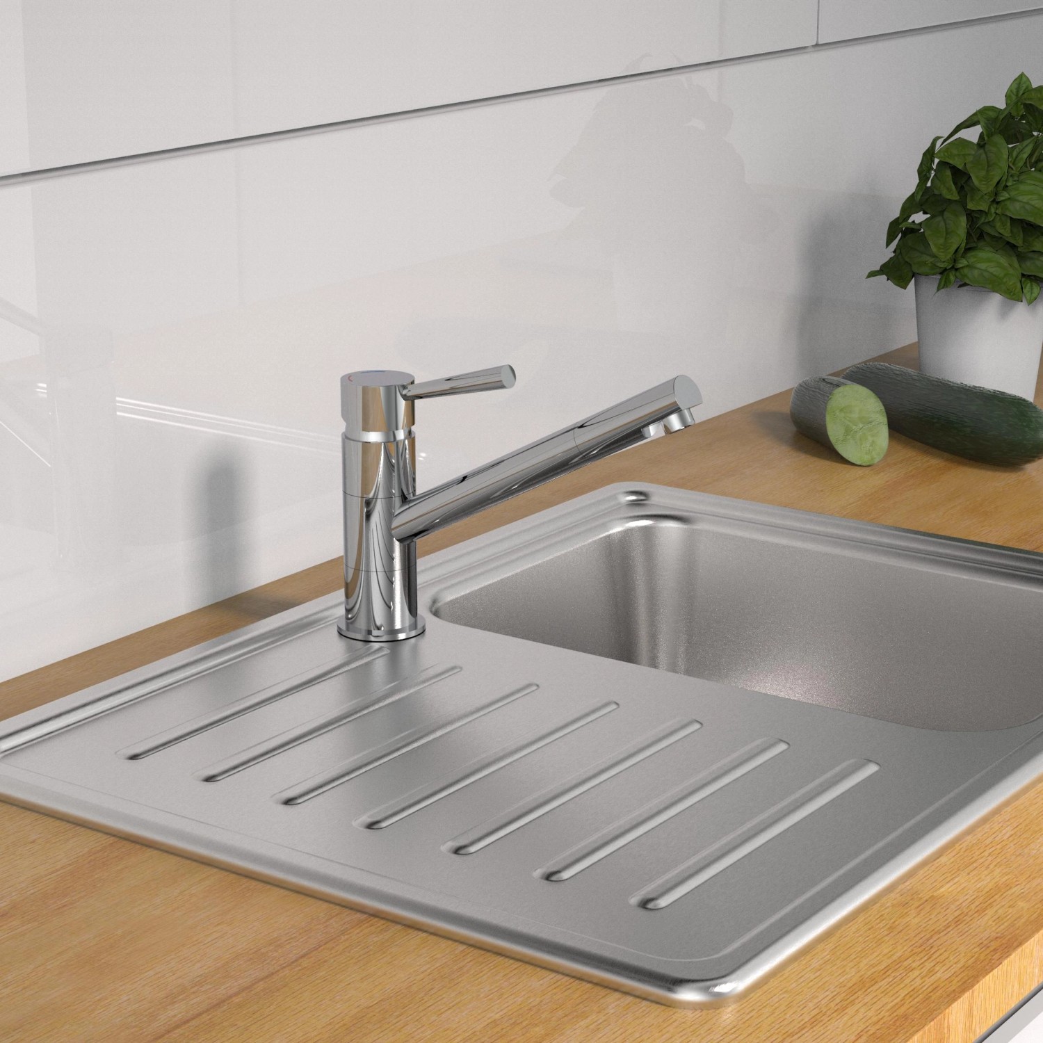 Schütte Spültischarmatur Cornwall Chrom auf Spüle montiert.