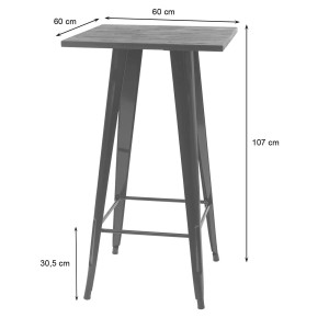 CHEFGASTRO Stehtisch Inkl. Holz-Tischplatte 107x60x60cm Metall Industriedesign Grau