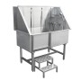 Monstershop Edelstahl Haustierbadewanne 600mm mit Treppe und Brause.
