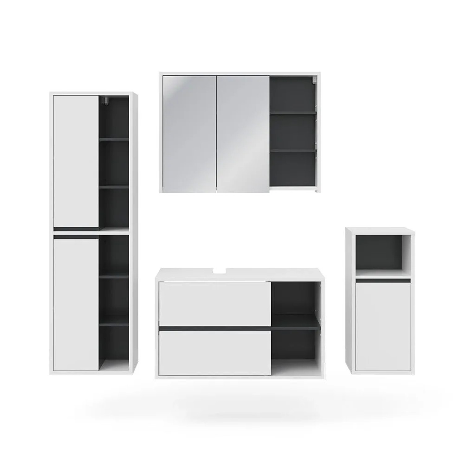 Vicco Badmöbel-Set Viola Weiß 100 x 60 4-teilig