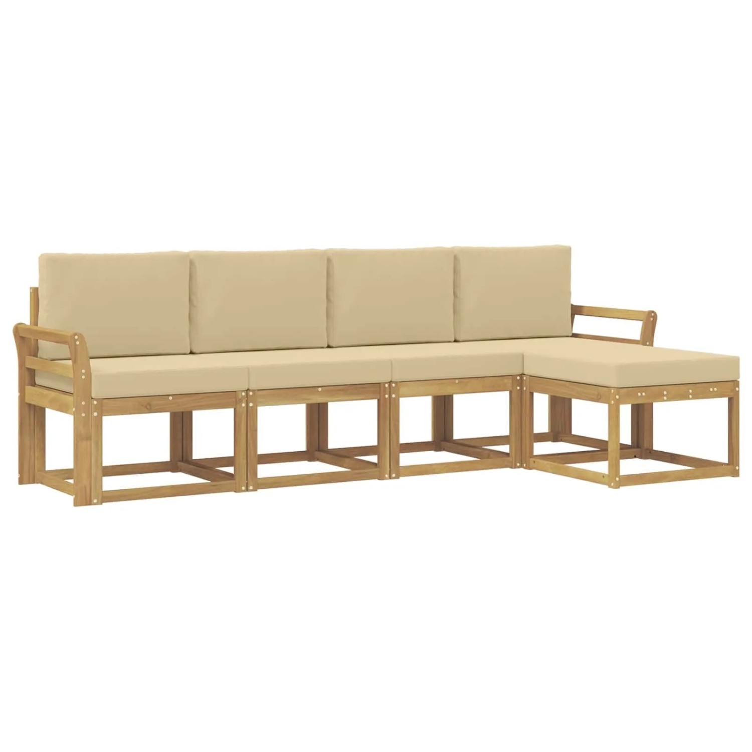 vidaXL Outdoor-Sofagarnitur mit Kissen 5 Stk Weiß und Beige 3387492