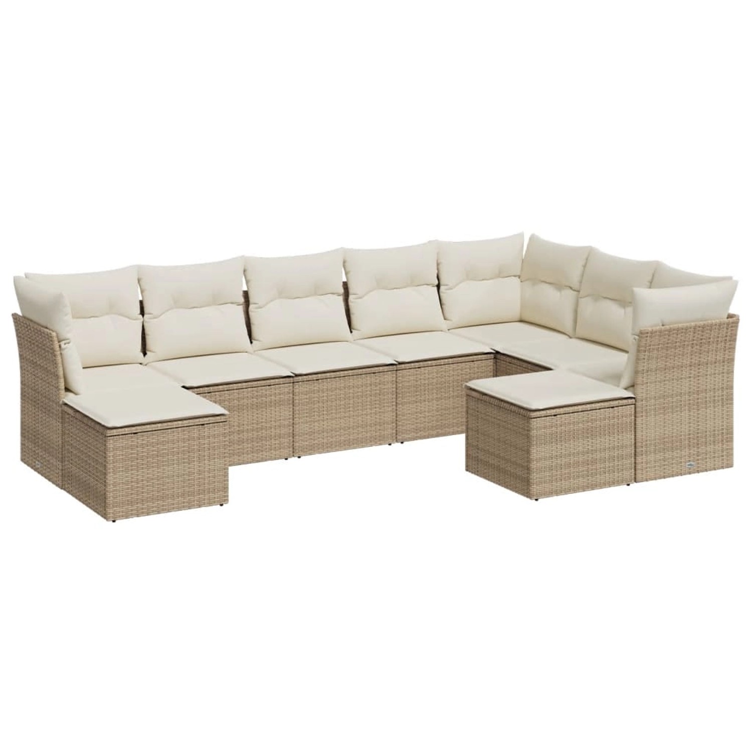 vidaXL 9-Tlg Garten-Sofagarnitur mit Kissen Beige Poly Rattan 3250407 günstig online kaufen