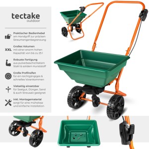 Tectake Streuwagen  25 L Einstellbare Streumenge  75 x 46 x 105 cm Grün