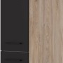 Flex-Well Apotheker-Hochschrank Capri, 30 cm, Schwarz Matt und Endgrain Oak Dekor.