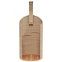 Beige Gartendusche aus Rattan und Akazienholz, 100x100x241,5 cm.