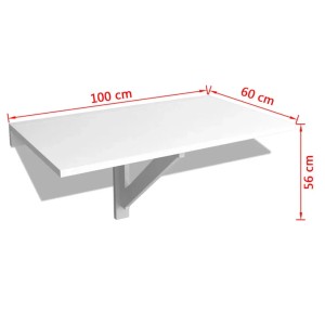 Weißer vidaXL Wandklapptisch (100x60 cm) zur platzsparenden Wandmontage.