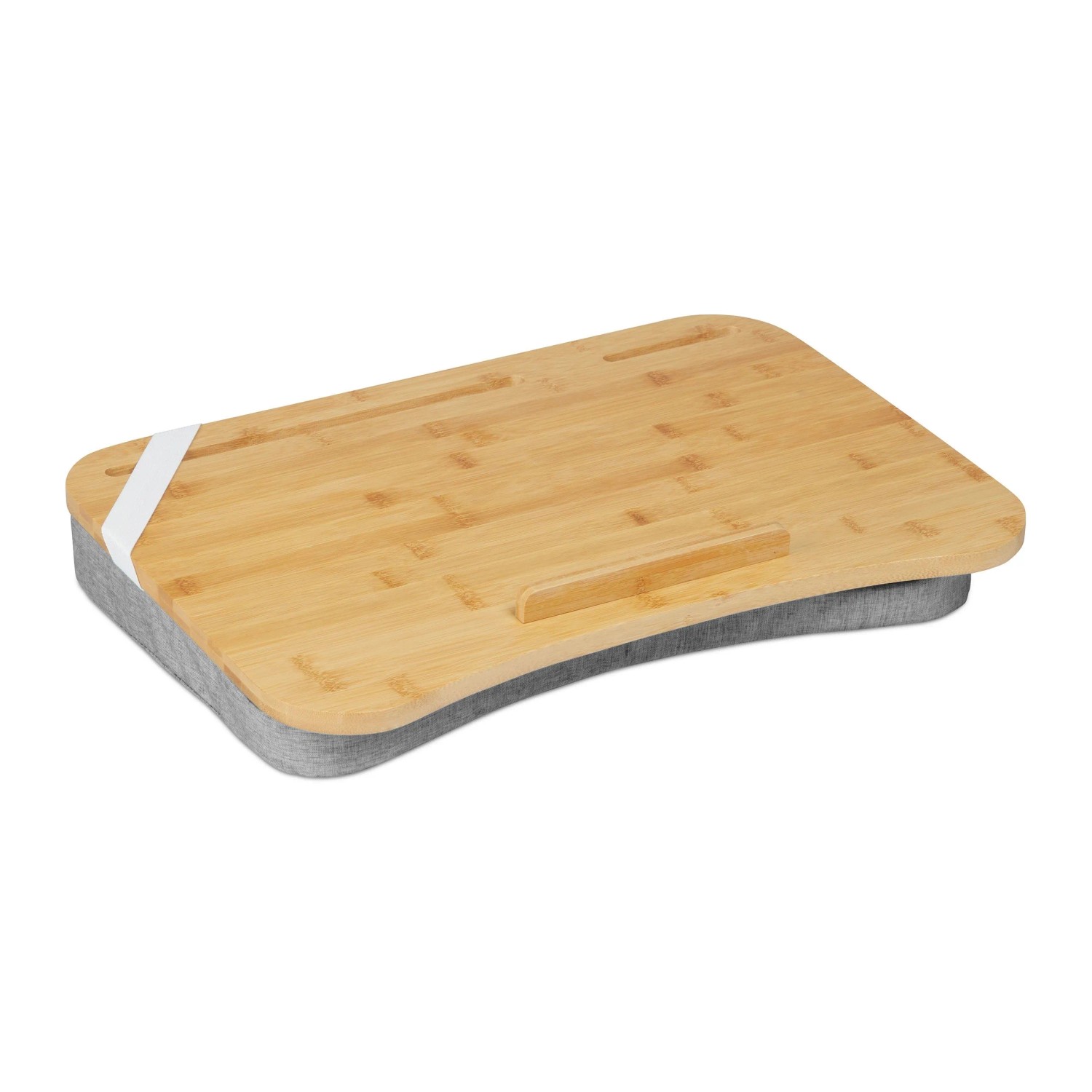 Relaxdays Laptopkissen Bambus Grau Antirutsch mit Bambusablage 8 cm x 51 cm x 36 cm 2,1 kg