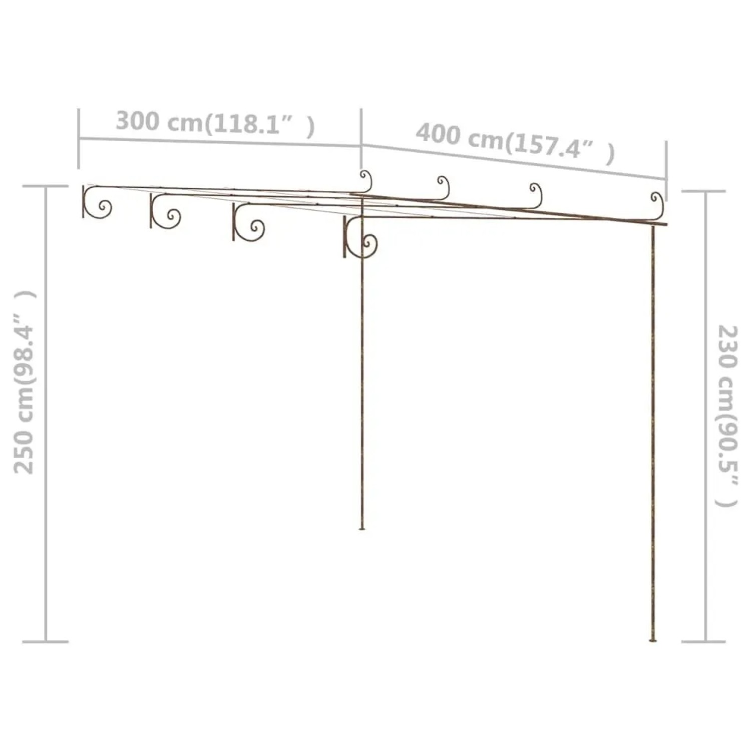 DELUKE Pergola Aus Eisen RITTO 4x3x2,5m Antik-Braun Rankhilfe Pergola Aus Metall Bausatz Freistehend Sonnenschutz Gartendeko Gartenpergola_7