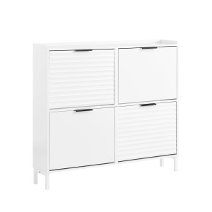 SoBuy Schuhschrank Schmal Schuhkipper mit 4 Klappen für Flur Platz FSR197-W