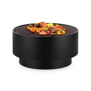 Blumfeldt Pompeji Feuerschale mit Grillrost und Speisen, Gartentisch aus Stahl, Ø 60 cm.