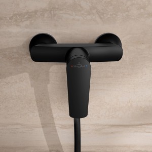 Villeroy & Boch Oasis Duscharmatur Einhebel-Mischbatterie mit Rückflussschutz & Kartusche Aufputzmontage Rund Matt Black