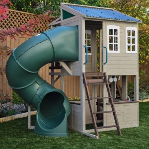 KidKraft Cozy Escape Spielhaus mit Rutsche, Kletterwand & Kinderküche.