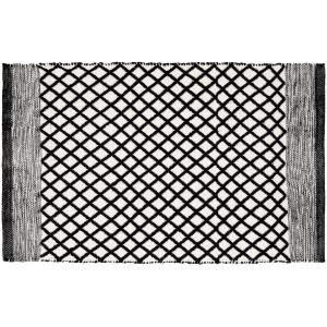 Wenko Badematte Tara mit Rautenmuster, schwarz-weiß, aus recycelten PET-Flaschen.