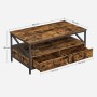 Vasagle Couchtisch braun-schwarz, 100x55x45cm, mit Stauraum und Schubladen im Industrie-Design.