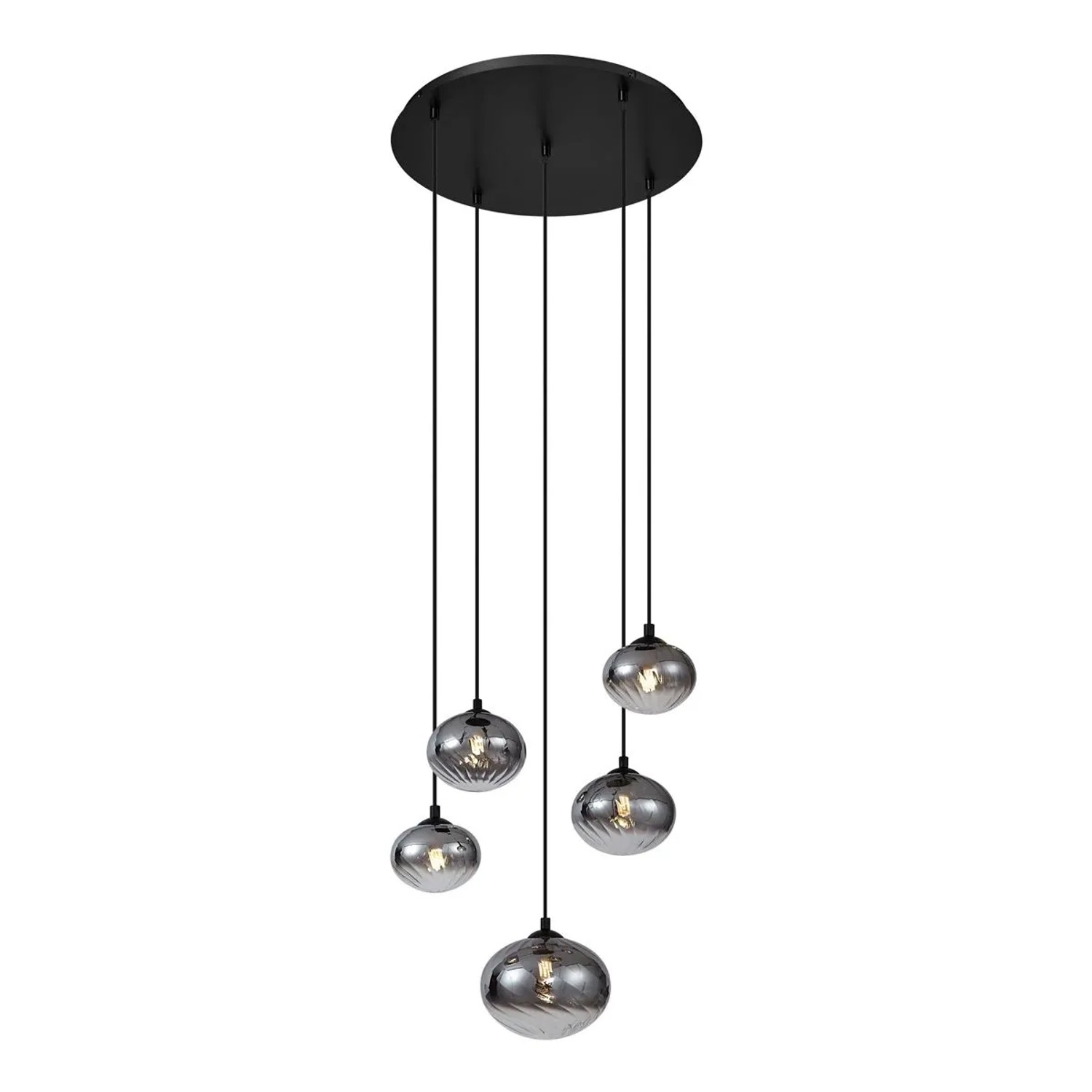 QAZQA Moderne Hängelampe Schwarz mit Rauchglas Jia