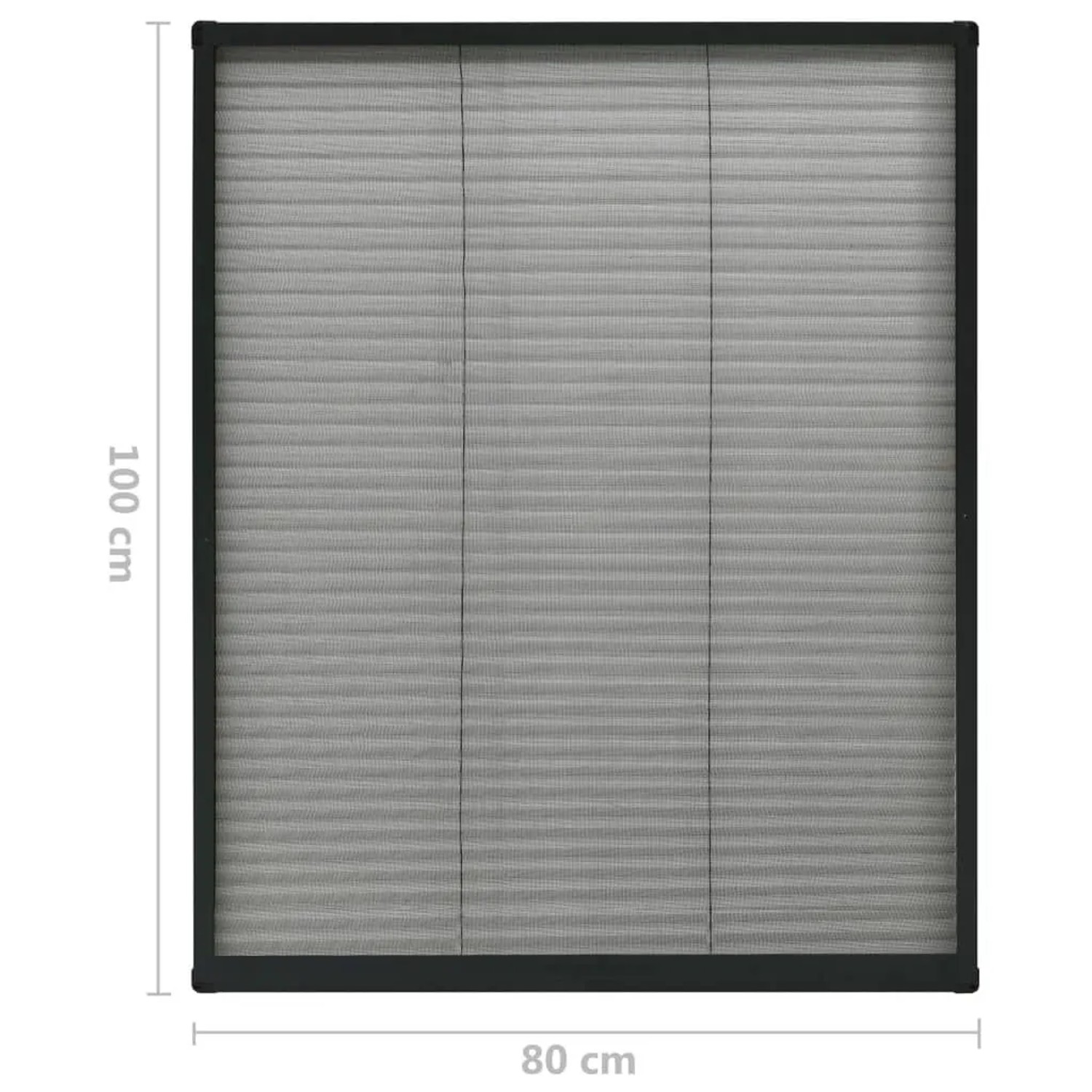 Anthrazitfarbenes vidaXL Insektenschutz-Plissee für Fenster, 80x100 cm, Aluminiumrahmen.