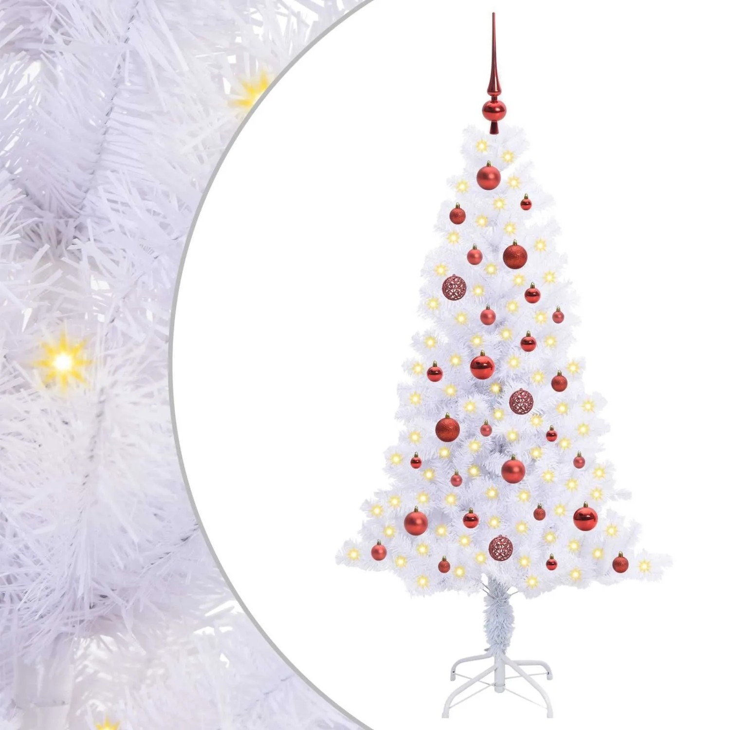 vidaXL Künstlicher Weihnachtsbaum Weiß 150 cm PVC und Stahl 3426648