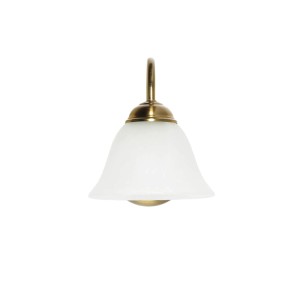 EASYLIGHT Wandleuchte Metall Glas E14 18 cm Hoch In Messing Weiß Rustikal