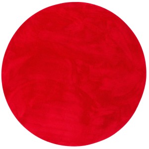 Runder, roter Fellteppich „Pergamon Luxus Super Soft“ (160x160cm).