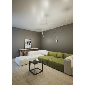 Moderne Luce Design Deckenleuchte Habitat, 6-flammig, weiß, Ø 19cm, im Wohnraum.
