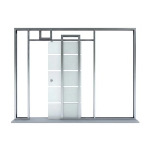 Schiebetür-Set PurePocket mit 4 Streifen, zargenlos, 211x98,5 cm, Satin-Glas
