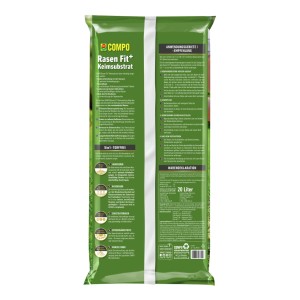 COMPO Rasen Fit+ Keimsubstrat, 20L Sack torffreie Rasenerde für dichten Rasen.