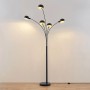 Moderne Lindby Bogenleuchte Jewa, schwarz, 5-flammig. Design-Stehlampe aus Metall für Wohnzimmer.