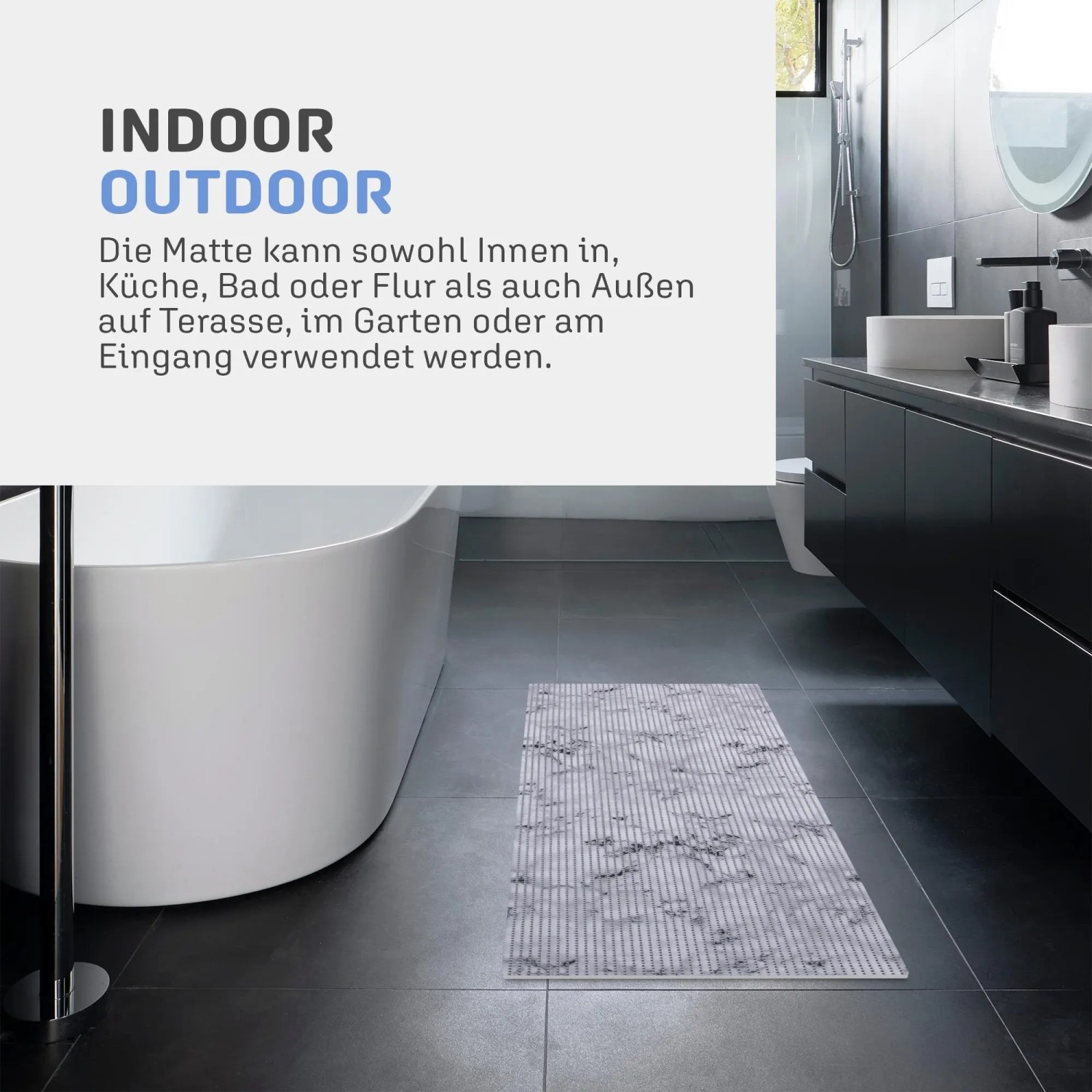 Bestlivings Badematten Set, 2-teilig, Marmor Design im modernen Badezimmer.