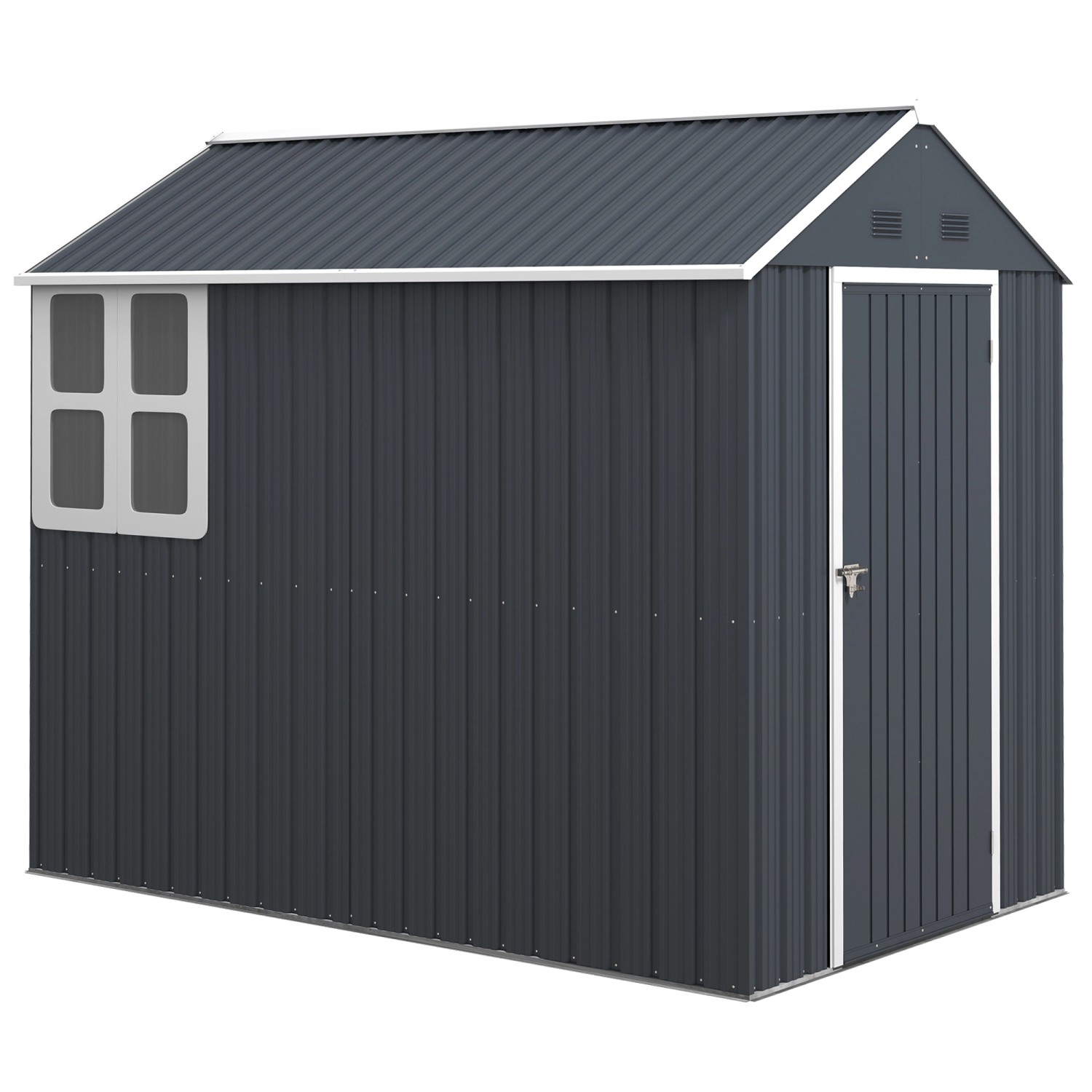 Outsunny Gartenschuppen Verzinkter Stahl Dunkelgrau 259L x 172B x 222H cm günstig online kaufen