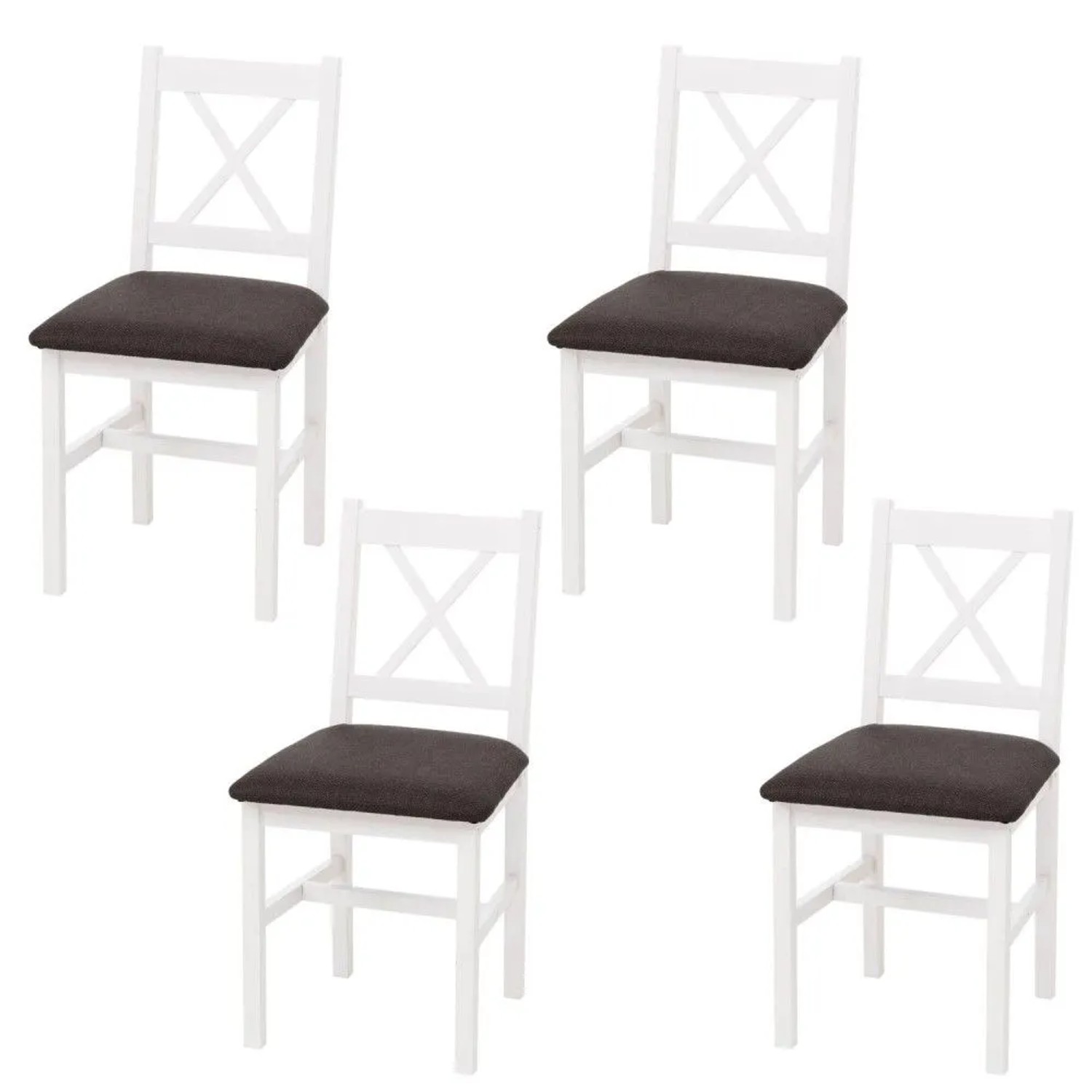 MCW Esszimmerstuhl F77 4er-Set Weiß Polster Schwarz