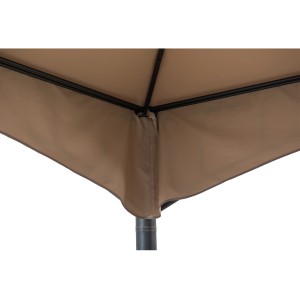 Detailaufnahme: Brauner Sunjoy Gazebo Lauro Pavillon (340x340 cm) mit Stoffdach und Stahlrahmen.