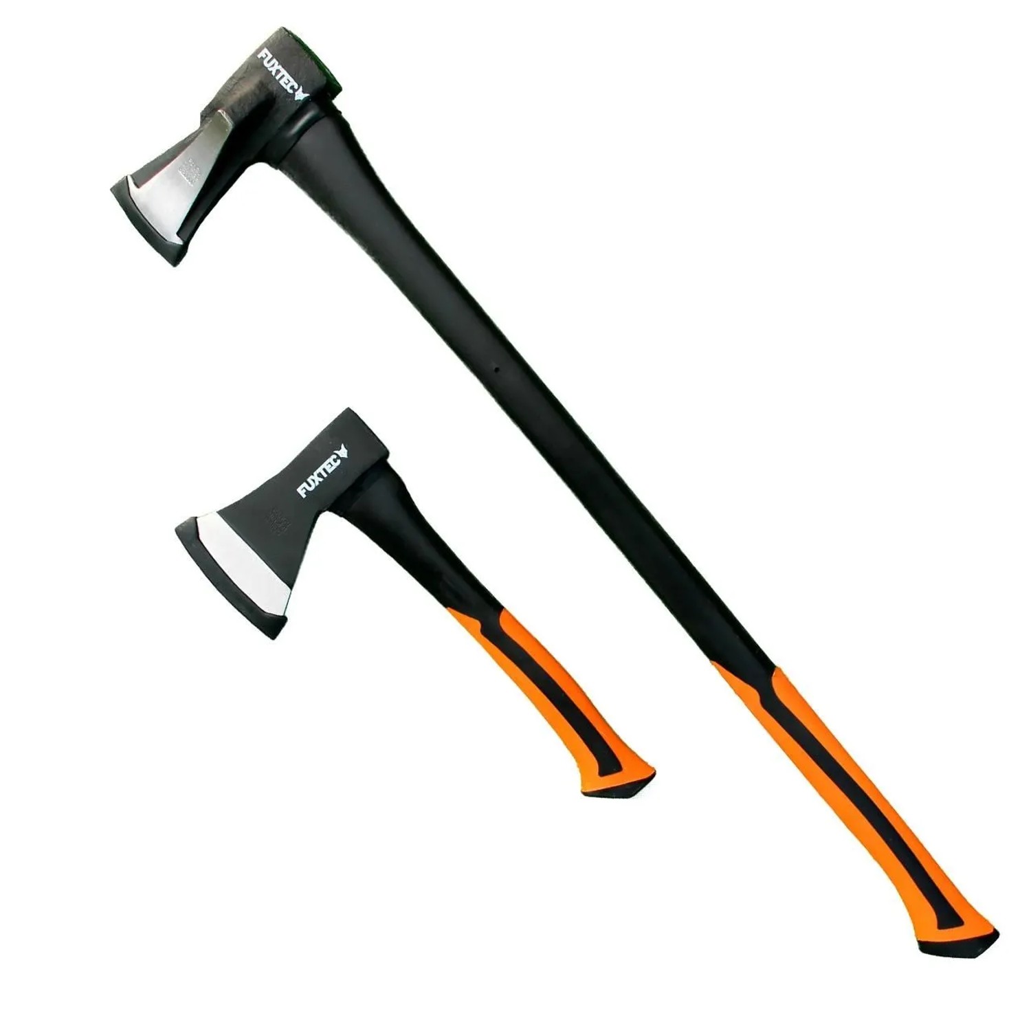 FUXTEC 2er Axt Set FX-AX2 Beil 600g/Spaltaxt 2000g Fiberglaskern Geschmiedeter Carbonstahl 1045