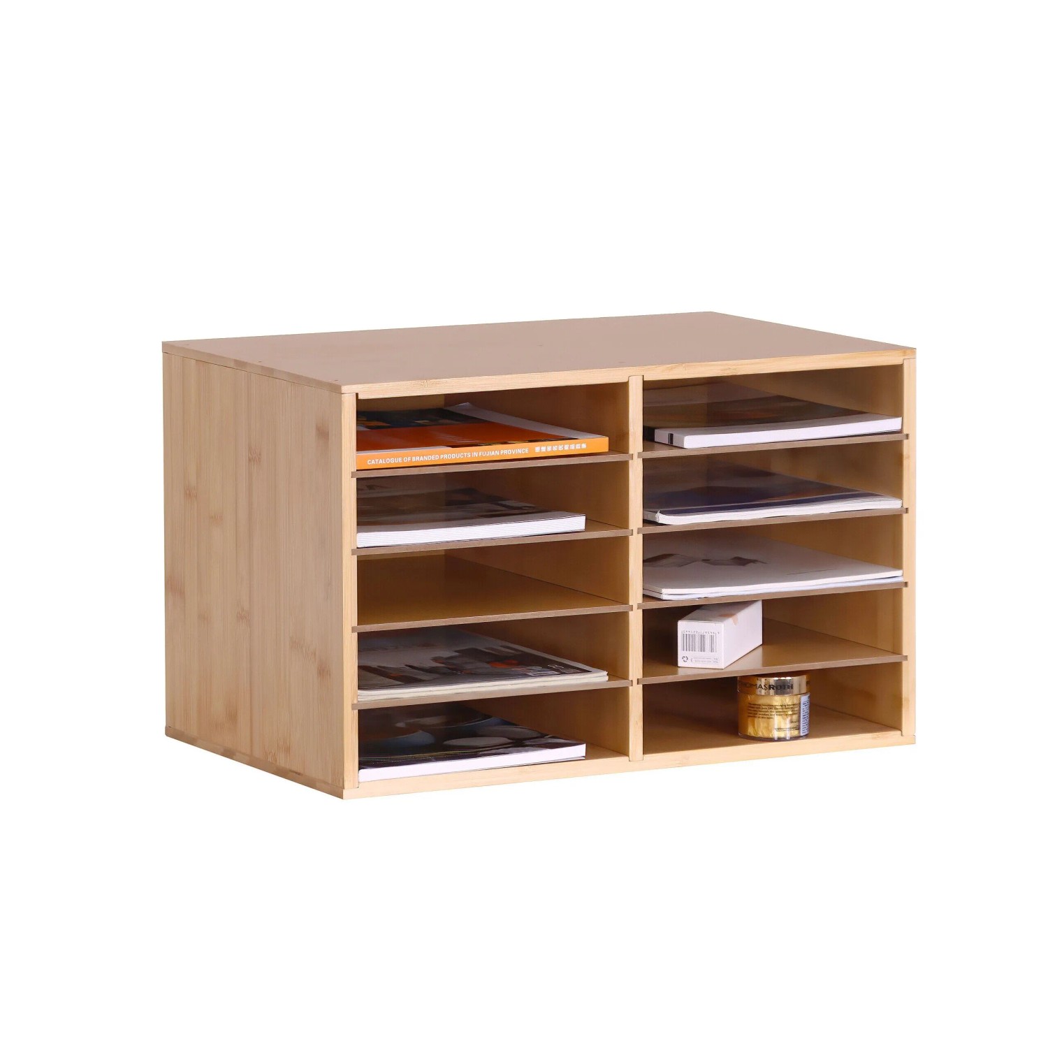 Relaxdays Dokumentenablage Bambus Natur 10 Fächer Höhenverstellbar 31 Cm X 49 Cm X 31 Cm 7, 5 Kg