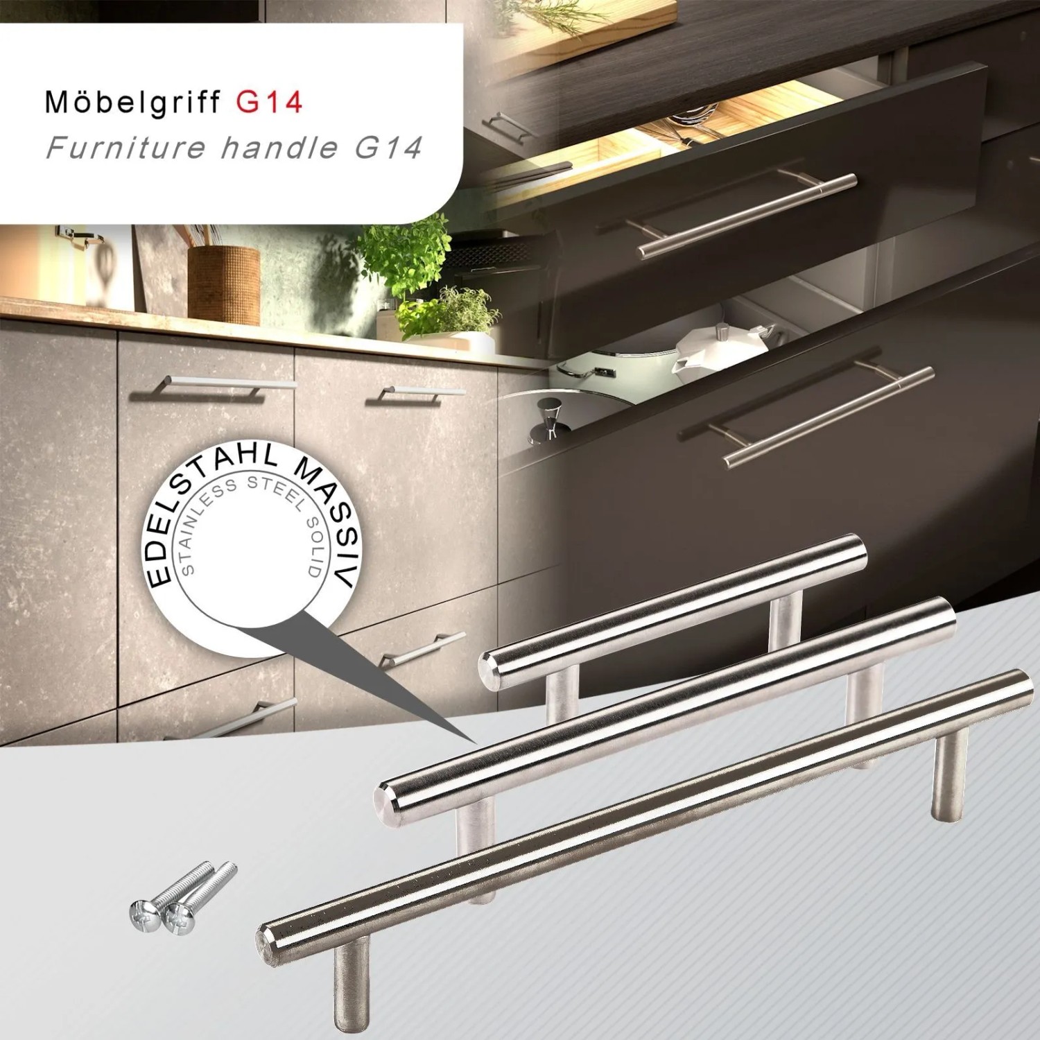 SOTECH Stangengriff G14 BA 128 mm Edelstahl Gebürstet_3