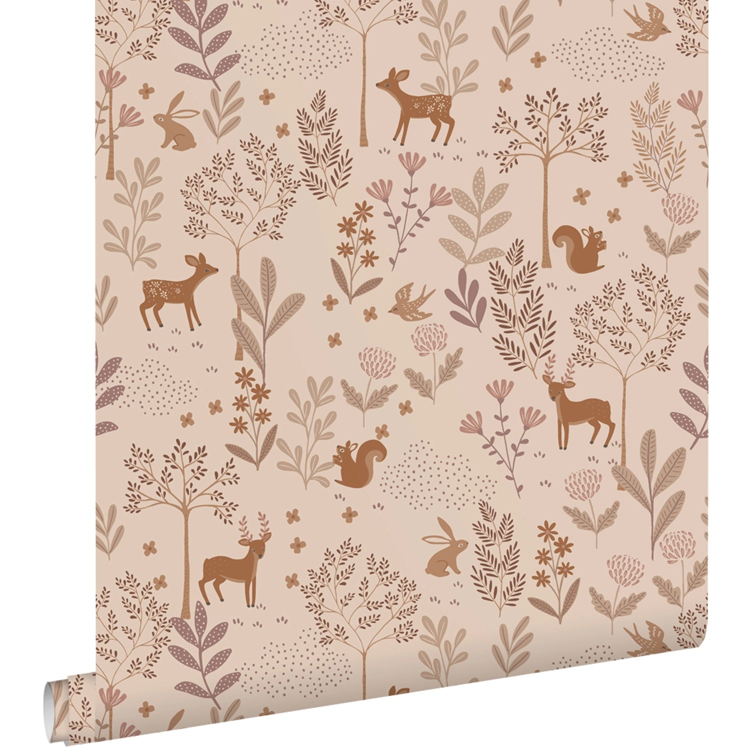 ESTAhome Tapete Wald mit Waldtieren Violettrosa 53 cm x 10.05 m günstig online kaufen