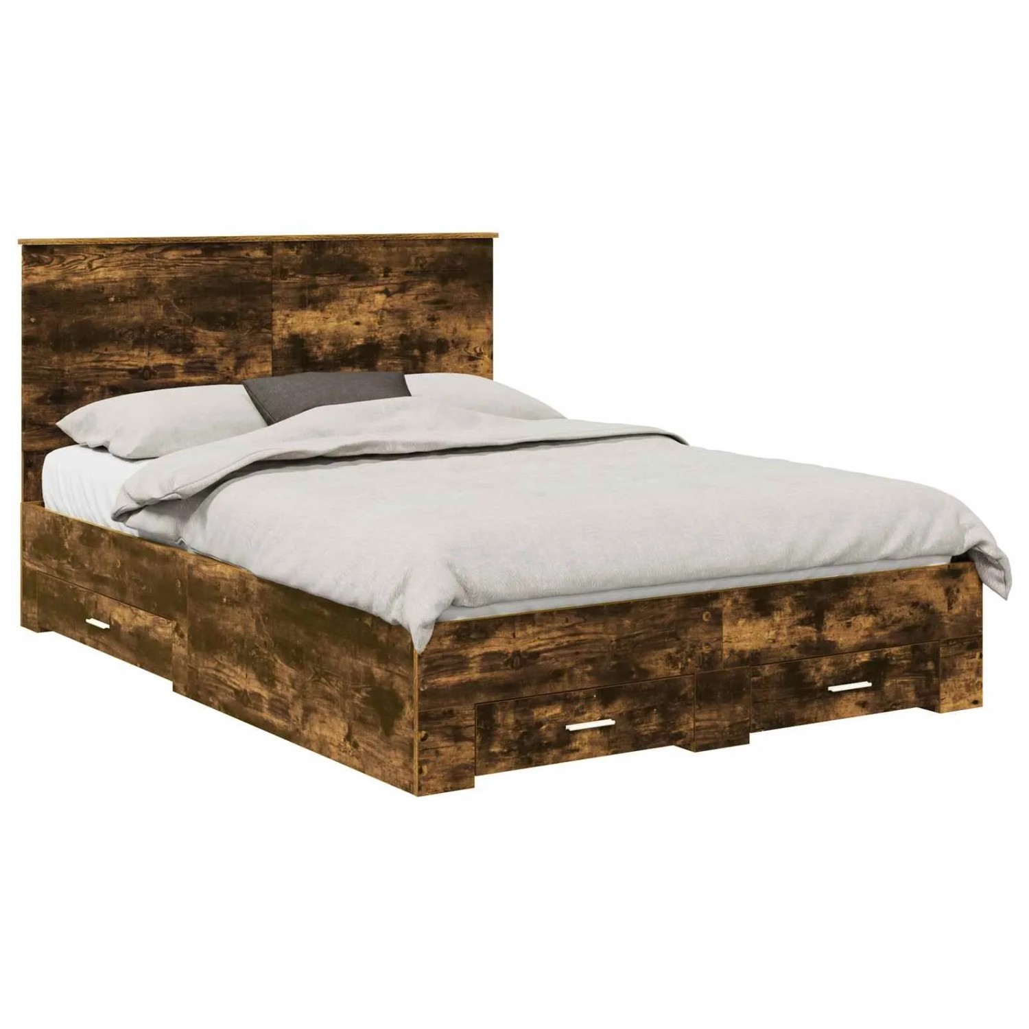 vidaXL Bettrahmen Räuchereiche 140 x 190 cm Holzwerkstoff 3409644