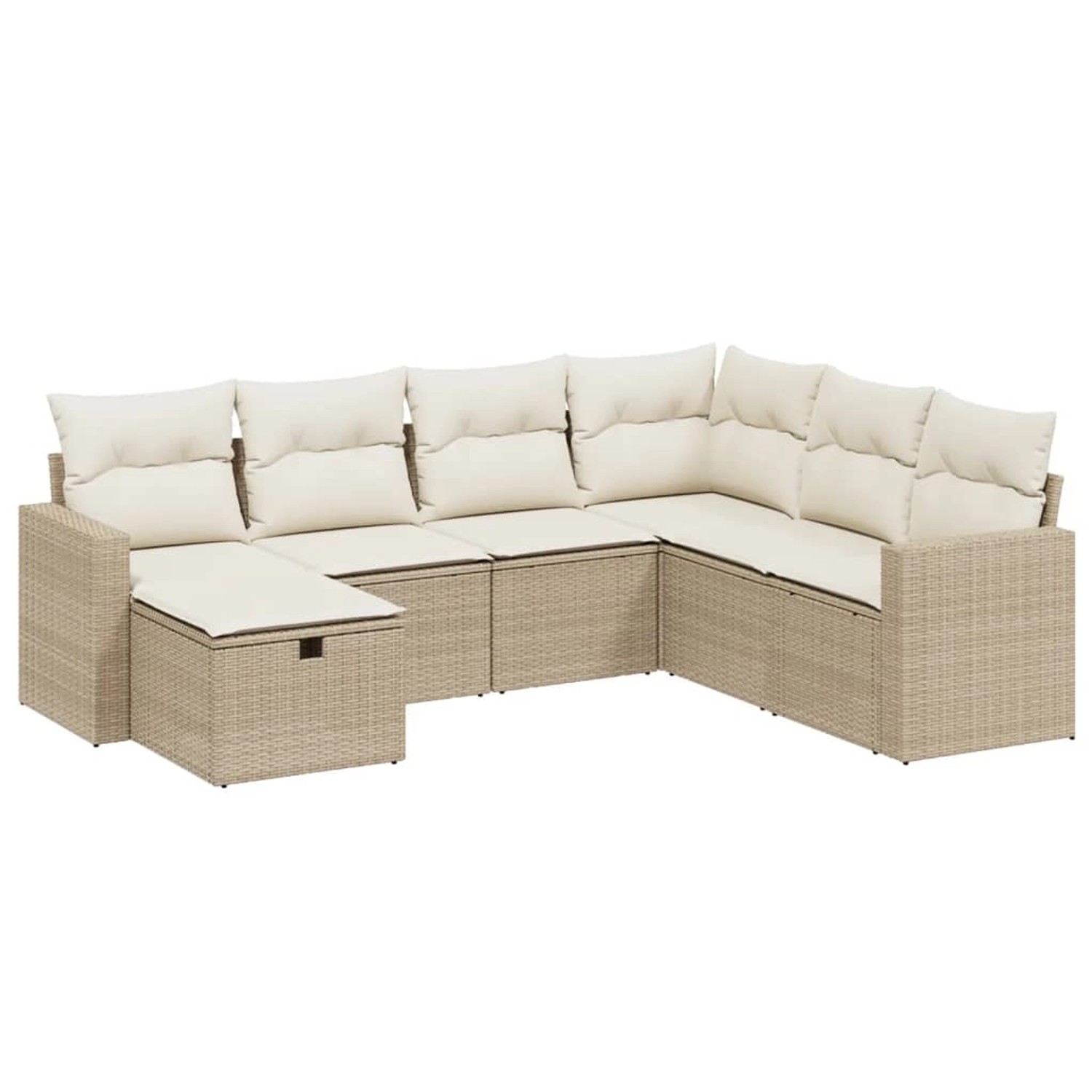 vidaXL 7-Tlg Garten-Sofagarnitur mit Kissen Beige Poly Rattan 3263524 günstig online kaufen
