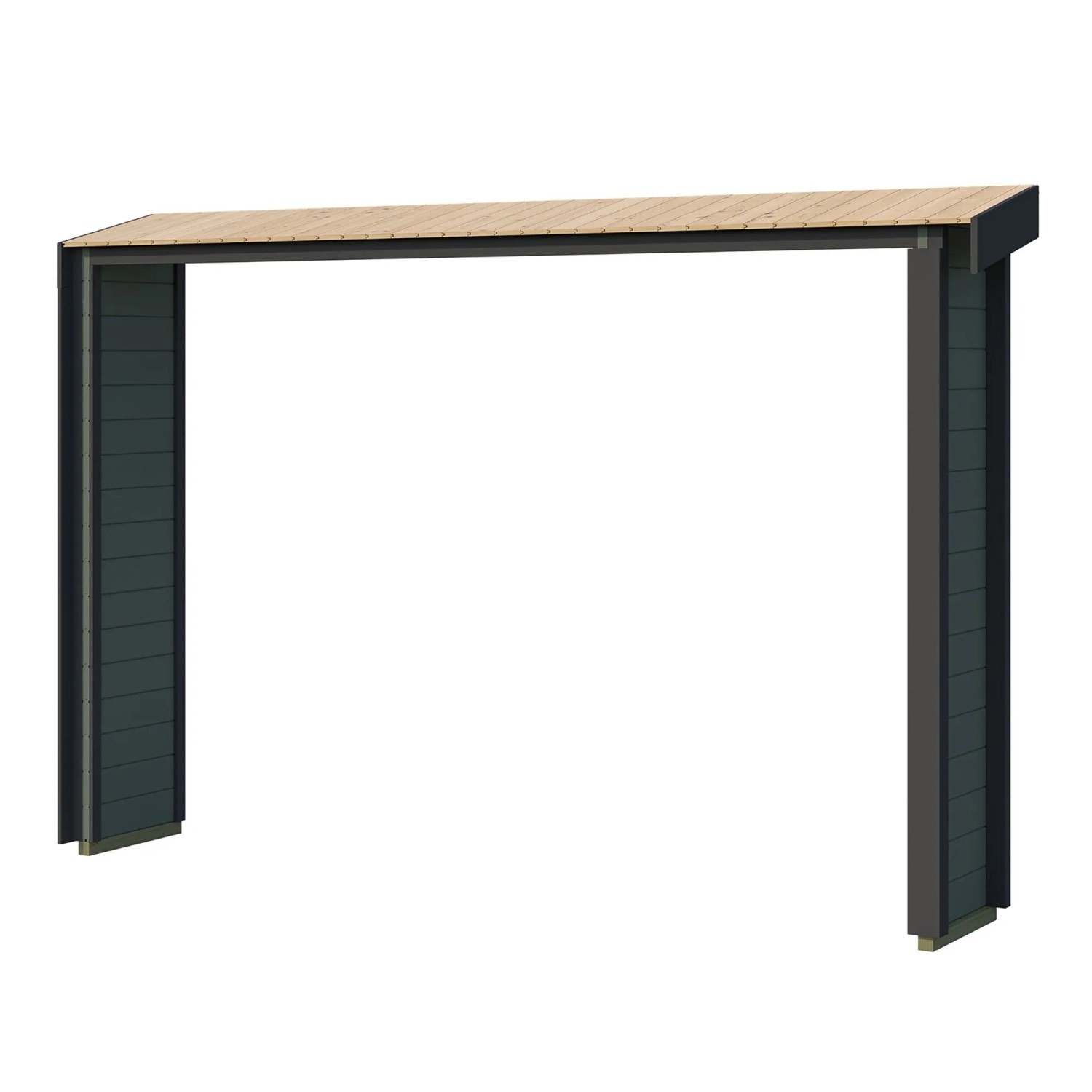Weka Anbau Seitlich für Gartenhaus Killarney 300 cm x 50 cm Grau-Grün